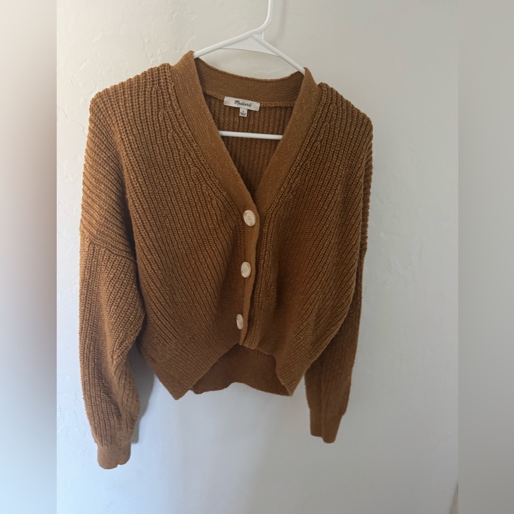 MADEWELL 100% COTTON KNIT CROPPED CARDIGAN
